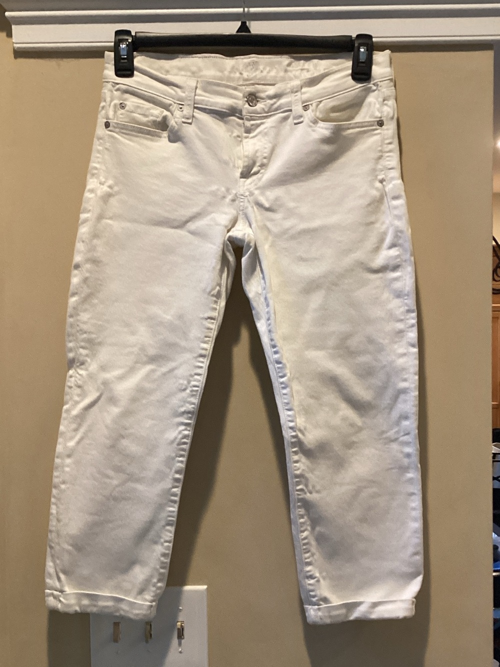 7 For All Mankind White Cropped Ankle Jeans